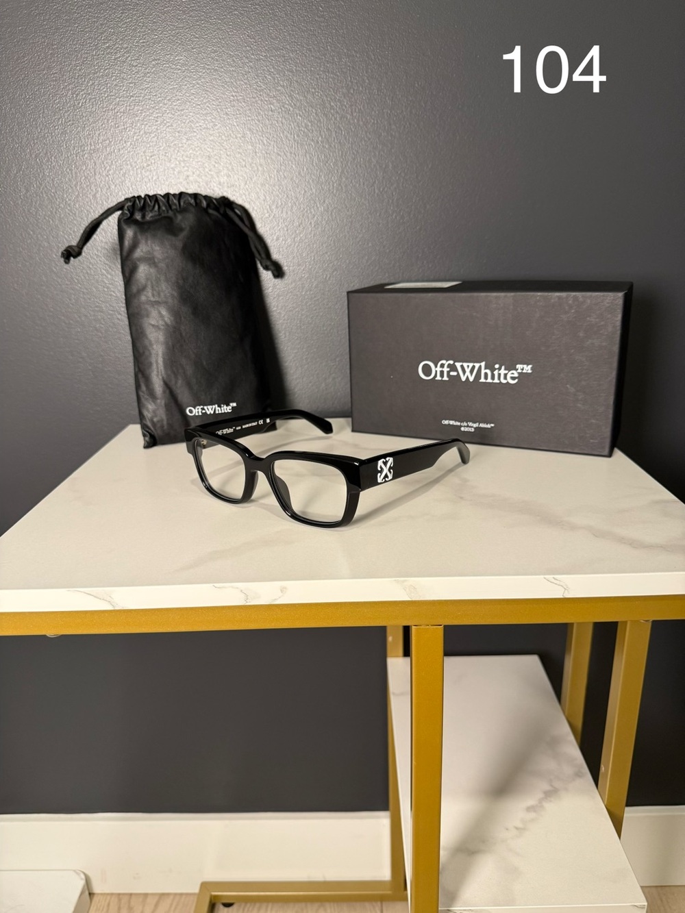 Off-White Black Rectangular Logo Eyeglasses